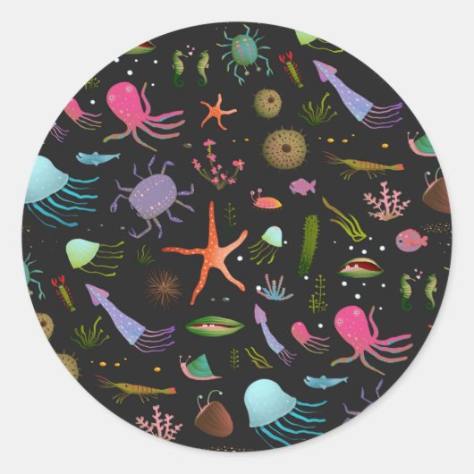 Zee Critters Patroon Ronde Sticker (Voorkant)