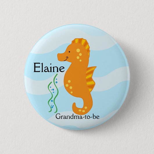 ZEE CRITTERS SEAHORSE NAME TAG Personalized Button (Voorkant)