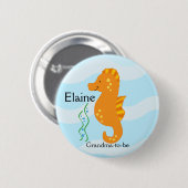 ZEE CRITTERS SEAHORSE NAME TAG Personalized Button (Voorkant /achterkant)