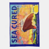 Zee-Cured merkcitroenen, op het etiket gedrukt Theedoek (Verticaal)