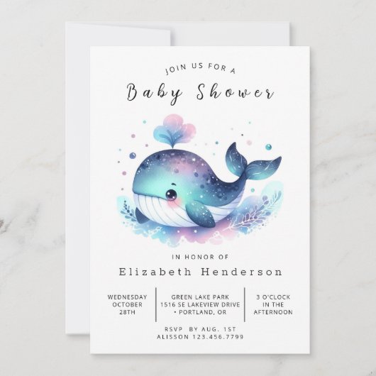 Zee Custom Whale Baby shower Kaart (Voorkant)