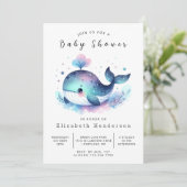 Zee Custom Whale Baby shower Kaart (Staand voorkant)