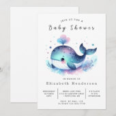 Zee Custom Whale Baby shower Kaart (Voorkant / Achterkant)