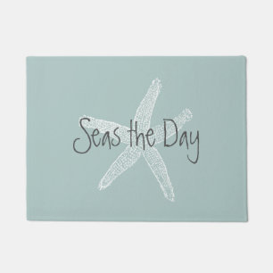 Zee de Dag Starfish op Zee schuimblauw Deurmat