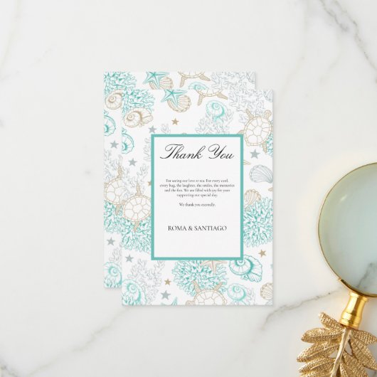 Zee De Liefde Strand Huwelijk Bedankkaart (Voorkant / Achterkant in situ)