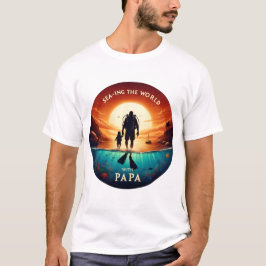 Zee de wereld met PAPA | Scuba Diving Dad T-shirt