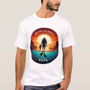 Zee de wereld met PAPA   Scuba Diving Dad T-shirt