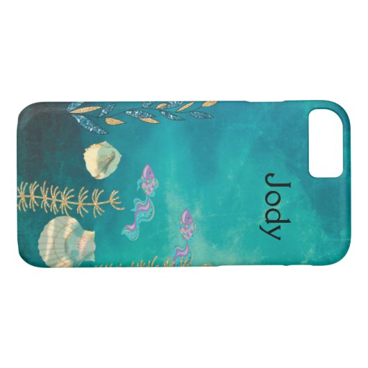 Zee Design iPhone Case met Shells & Fish (Achterkant (Horizontaal))