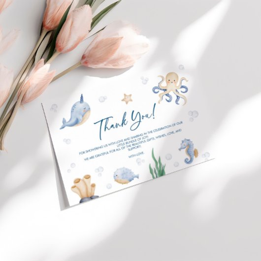 Zee Dieren Baby shower Dank u kaart