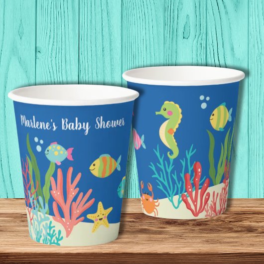 Zee dieren baby shower dank u papieren bekers