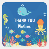 Zee dieren baby shower vierkante sticker (Voorkant)