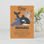 Zee dieren Eenvoudig moderne kalk eerste geboorte  Kaart (Staand voorkant)