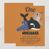 Zee dieren Eenvoudig moderne kalk eerste geboorte  Kaart (Voorkant / Achterkant)