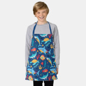 Zee Dieren haai Visschildpad blauw Schort (Gedragen)