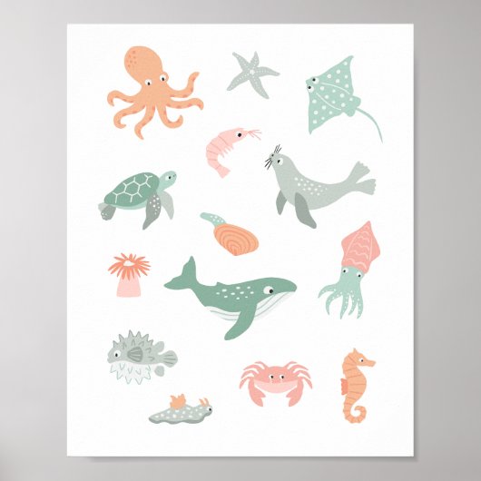 Zee Dieren Kwekerij kinder Poster (Voorkant)