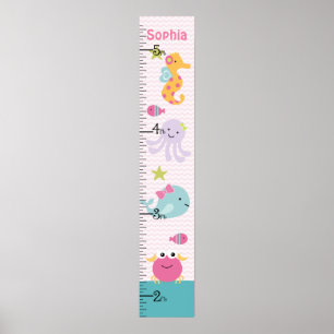 Zee dieren Ocean Life Growth Chart Keep at 8x44! Poster