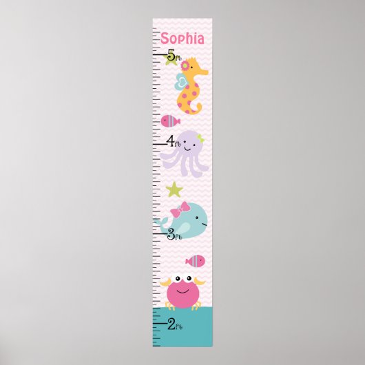 Zee dieren Ocean Life Growth Chart Keep at 8x44! Poster (Voorkant)