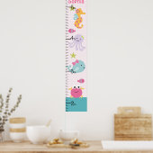 Zee dieren Ocean Life Growth Chart Keep at 8x44! Poster (Keuken)