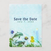 Zee Dieren Strand Aquarel Elegant Save the Date Aankondigingskaart (Voorkant)
