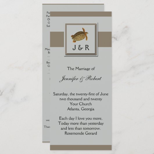  Zee Dieren Trouwprogramma Programmakaart (Voorkant / Achterkant)