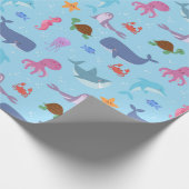 Zee Dieren Verjaardagsfeest Cadeaupapier (Hoek)