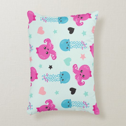 Zee Dieren, Zeeleven, Octopus, Kwal, Harten Accent Kussen (Voorkant(Verticaal))