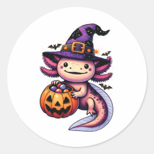 Zee Dierenvrienden Axolotl Witch Pet vieren ha Ronde Sticker