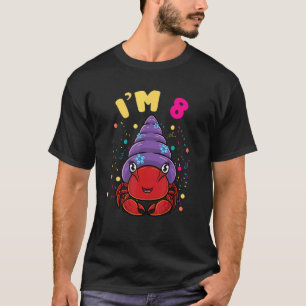 Zee dierlijk nummer 8 Hermit krab 8e verjaardag T-shirt