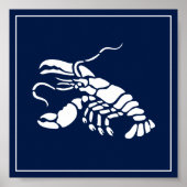 Zee Dierlijke Lobster Blauw Kustkust Nautisch Poster (Voorkant)