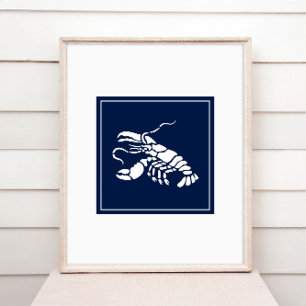 Zee Dierlijke Lobster Blauw Kustkust Nautisch Poster