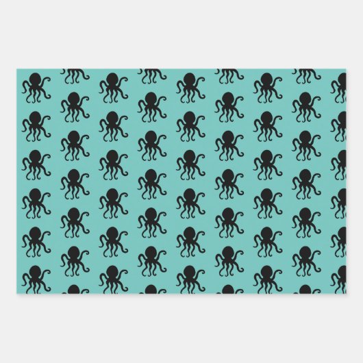 Zee Dierlijke octopus Silhouette Inpakpapier Vel (Voorkant 2)