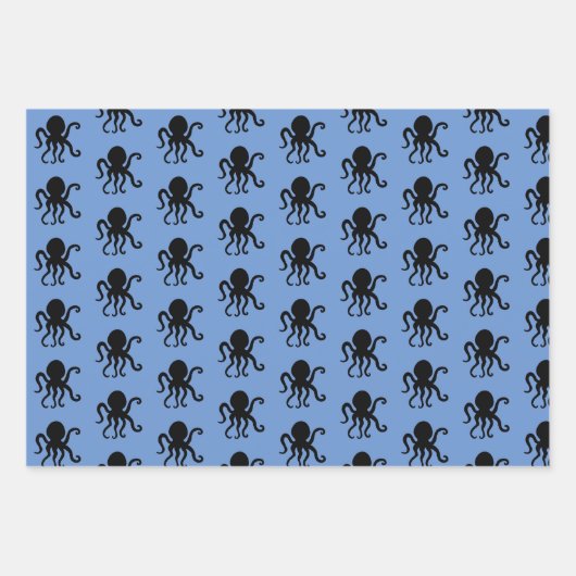 Zee Dierlijke octopus Silhouette Inpakpapier Vel (Voorkant 3)