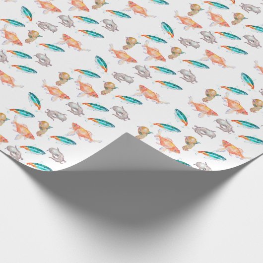 Zee dierpatroon cadeaupapier (Hoek)