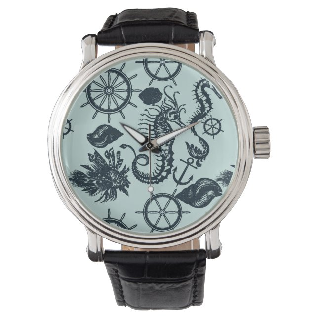  Zee dierpatroon Horloge (Voorkant)