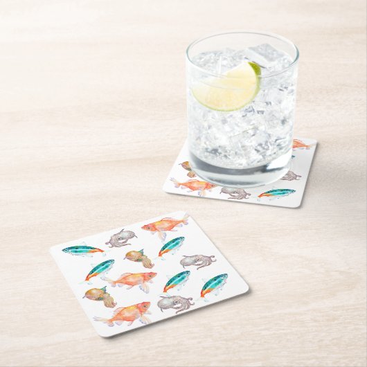 Zee dierpatroon kartonnen onderzetters (Insitu)