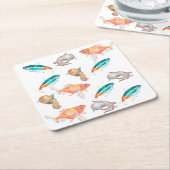 Zee dierpatroon kartonnen onderzetters (Schuin)