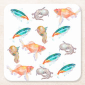 Zee dierpatroon kartonnen onderzetters (Voorkant)