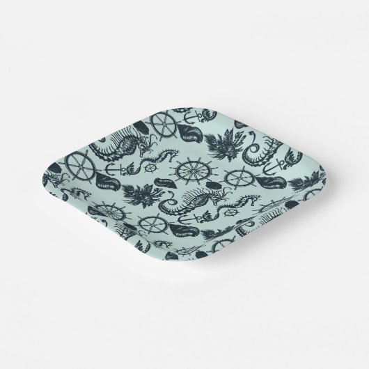  Zee dierpatroon Papieren Bordje (Gebogen)
