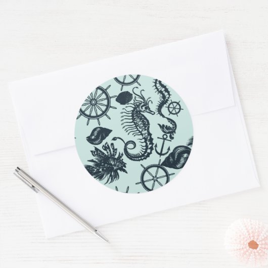  Zee dierpatroon Ronde Sticker (Envelop)