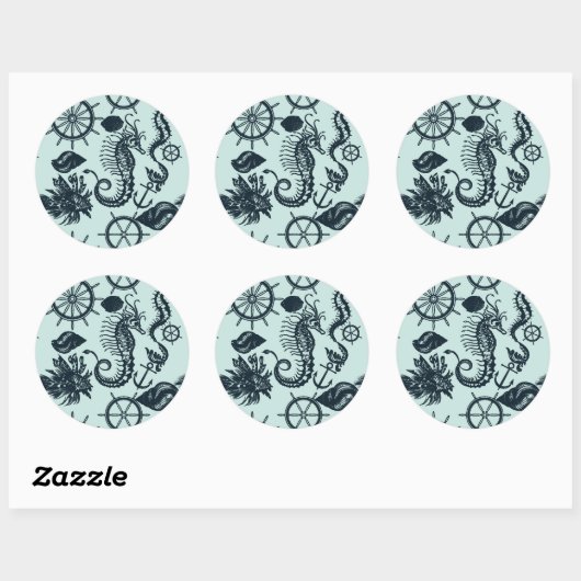  Zee dierpatroon Ronde Sticker (Vel)