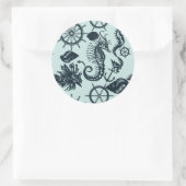  Zee dierpatroon Ronde Sticker (Tas)