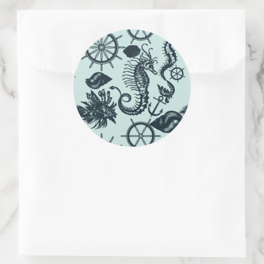  Zee dierpatroon Ronde Sticker (Tas)