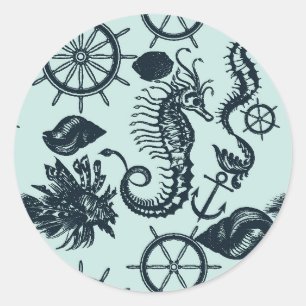 Zee dierpatroon Ronde Sticker