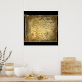 Zee dieven kaart poster (Keuken)