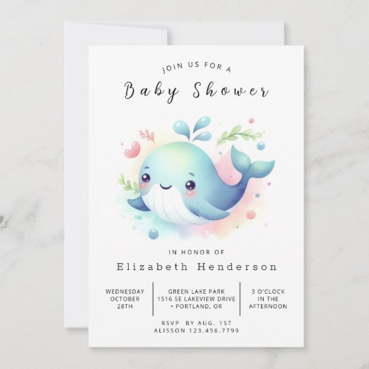Zee Digital Whale Baby shower Kaart (Voorkant)