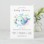 Zee Digital Whale Baby shower Kaart (Staand voorkant)