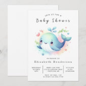 Zee Digital Whale Baby shower Kaart (Voorkant / Achterkant)