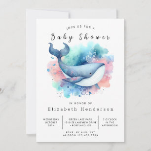 Zee Digital Whale Baby shower Kaart