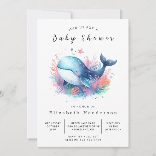Zee Digital Whale Baby shower Kaart (Voorkant)