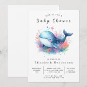 Zee Digital Whale Baby shower Kaart (Voorkant / Achterkant)